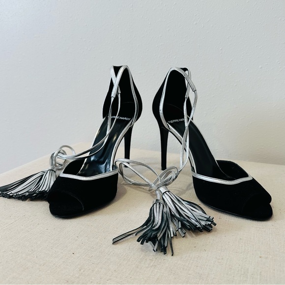 New Pierre Hardy leather suede black silver tassel sandals - Picture 2 of 12